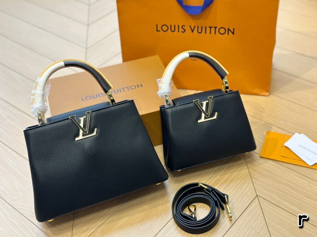 LVCapucines 贵妇包 牛皮，金色扣五金