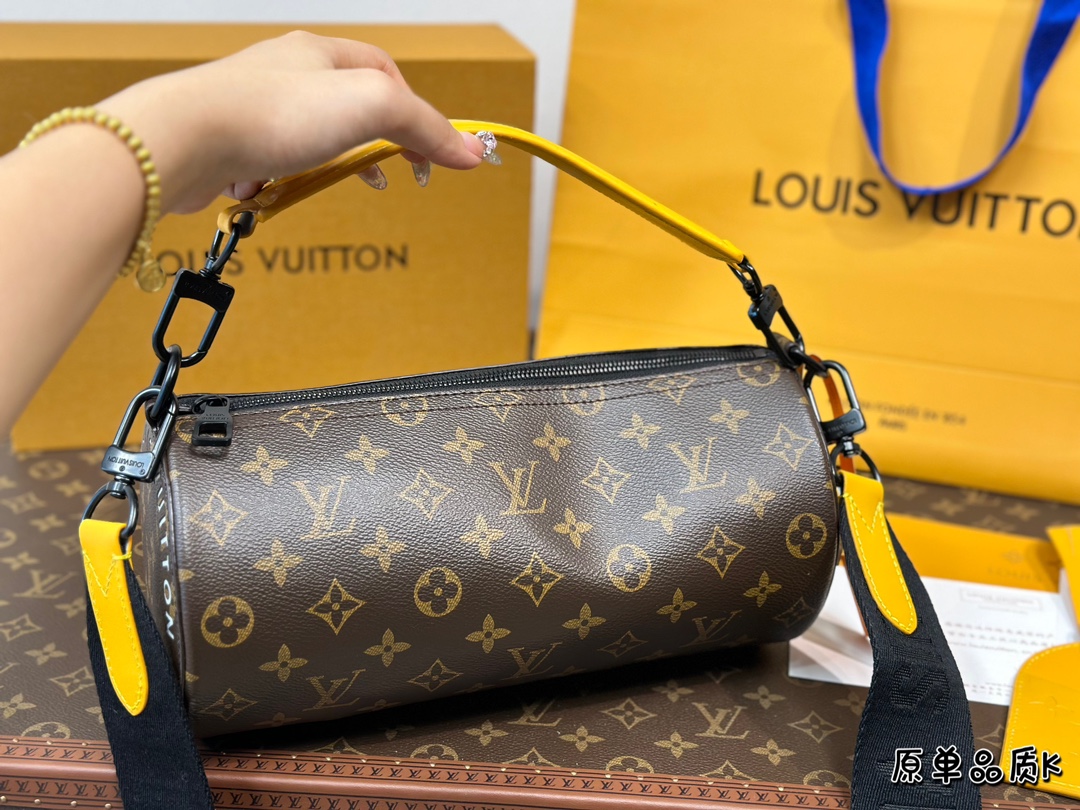 Dimensions: 26*13  LV Men’s Soft Polochon Cylinder Bag