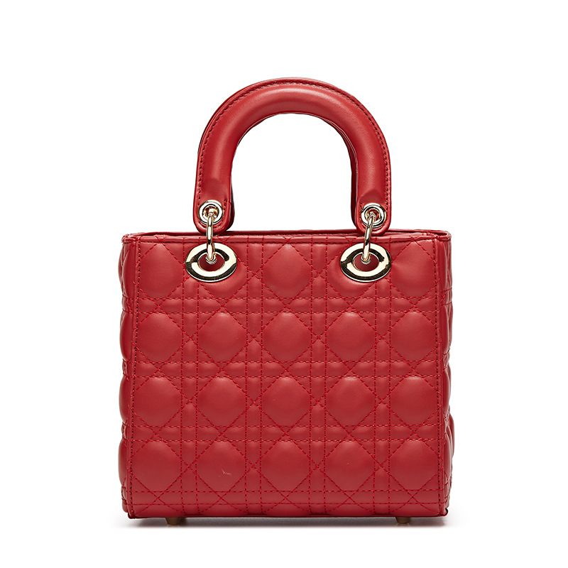 戴妃包轻奢经典小香风菱格绣线手提包洋气百搭单肩斜挎包女